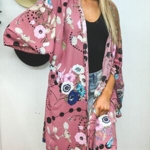 Easel OS Floral Kimono Cardigan